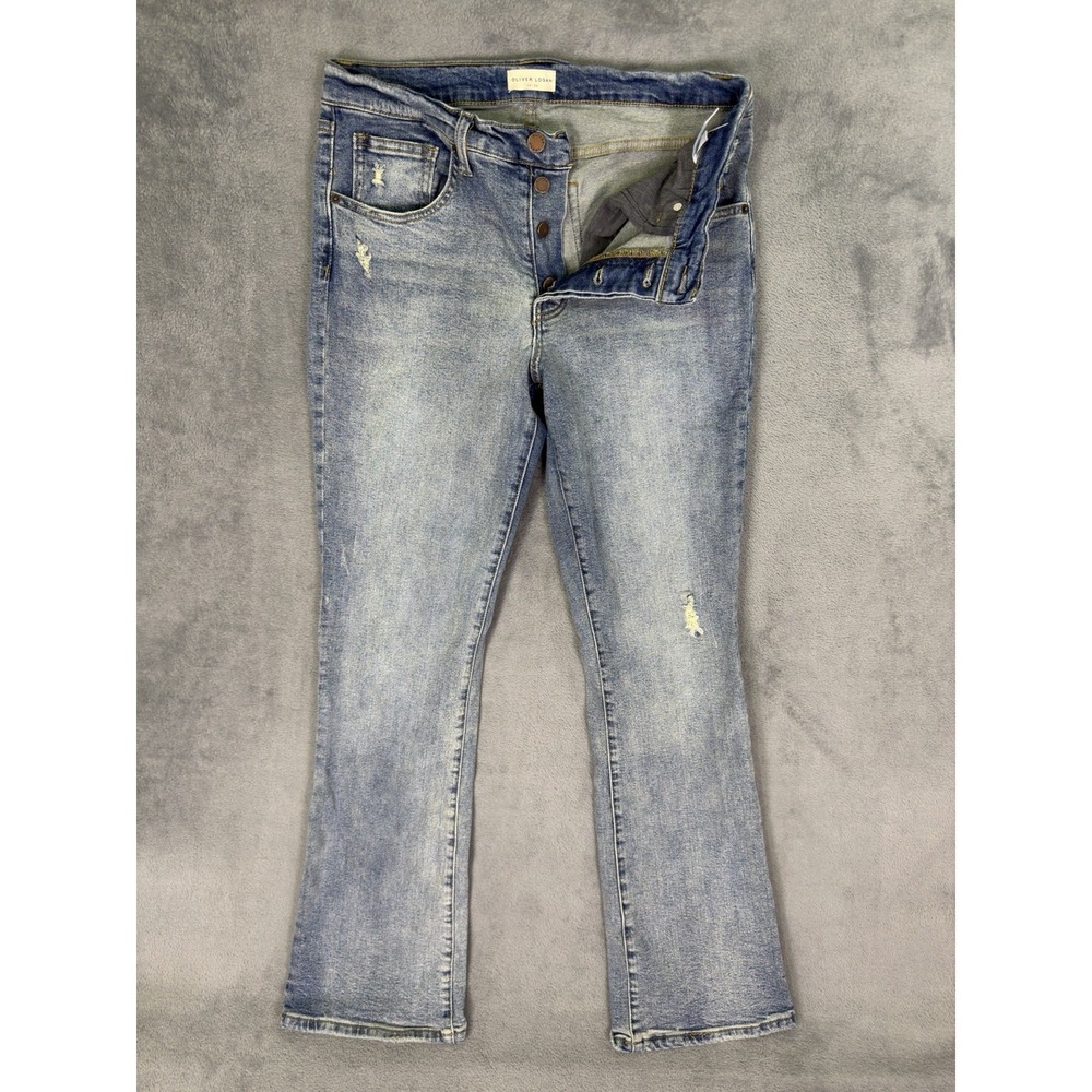 Oliver Logan Jeans Womens 30 Blue Light Wash Mid‎ Rise Bootcut Button Fly Denim
